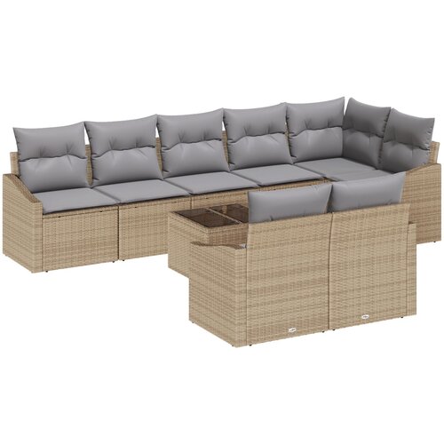 vidaXL Set vrtne garniture od 9 dijelova s jastučićima crni poli ratan Cene