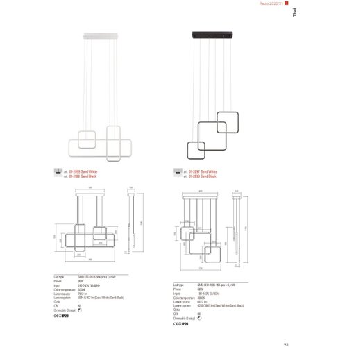  Redo 01-2099 - LED prigu&amp;scaron;iva luster na sajli THAI LED/86W/230V bela Slike