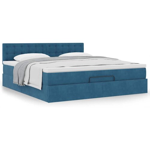 VidaXL Otomanski krevet s madracem tamnoplavi 180x200 cm bar&amp;scaron;unasti Slike