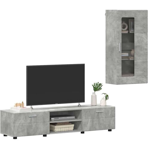  Set TV komoda s ladicama Zidne Betonski sivi Konstruirano drvo Slike
