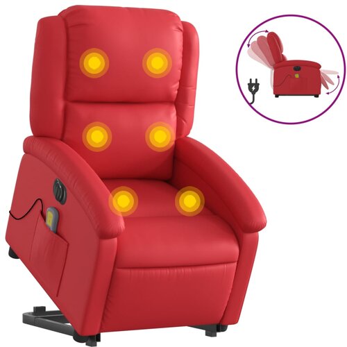 Maison Chic Električni masažni stol - Relax naslanjač s funkcijo vstajanja rdeče umetno usnje, (22062339) Cene