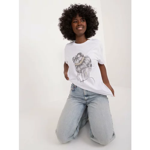 Fashion Hunters White T-shirt with appliqués and print