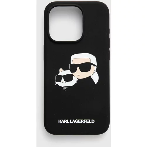 Karl Lagerfeld Etui za telefon iPhone 15 Pro 6.1 črna barva, KLHMP15LSKCHPPLK