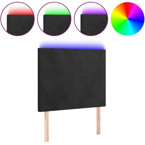 Maison Chic led posteljno vzglavje - vzglavna omarica - nočna omarica črno 90x5x118/128 cm žamet, (21710761) Slike