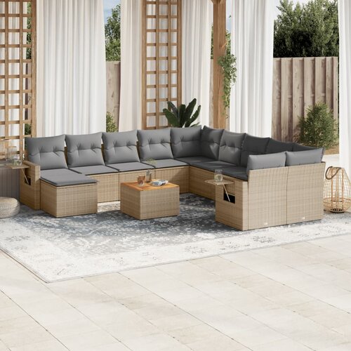 vidaXL 14-dijelni set vrtnih sofa s jastucima poliratan Bež Cijene