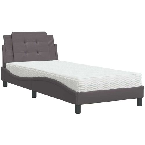  Krevet s madracem sivi 80 x 200 cm od umjetne kože Slike