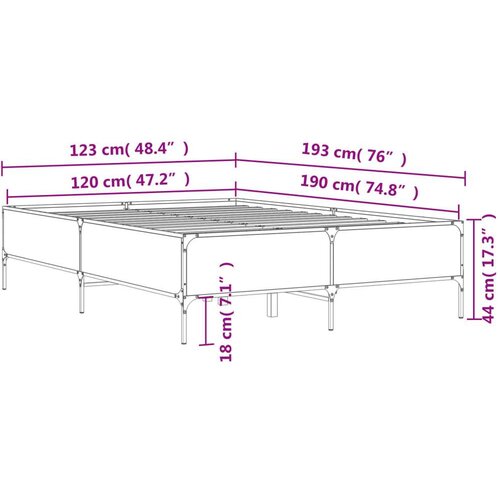 VidaXL Okvir za krevet crni 120x190 cm konstruirano drvo i metal Slike