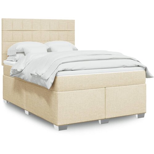  Krevet s oprugama i madracem krem 140x200 cm od tkanine Cijene