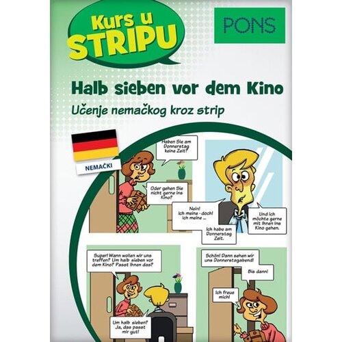 Delfi PONS kurs u stripu - nemački: halb sieben vor dem Kino Cene