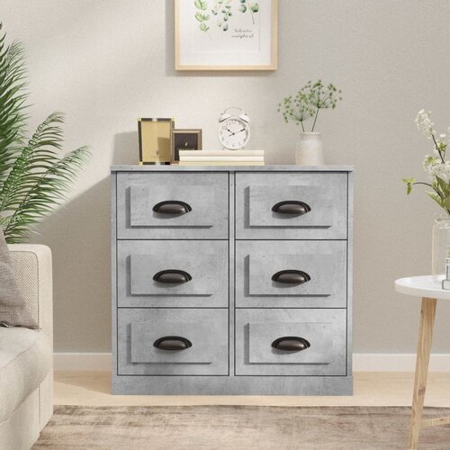  Komoda betonsko siva 70x35,5x67,5 cm inženirski les Slike