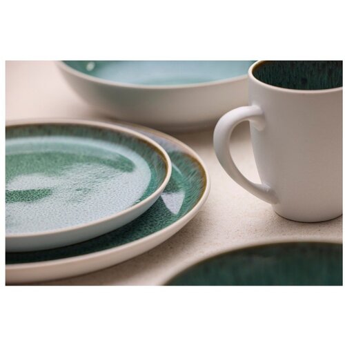 Bitz Bijeli/zeleni desertni tanjur od kamenine &amp;oslash; 21 cm White/Green &amp;ndash; Slike