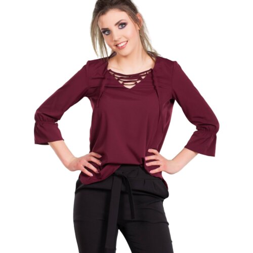 INPRESS Blouse with lace-up neckline purple Cene