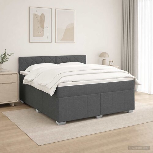  LED okvir za krevet s madracem Tamnosiva 180 x 200 cm Tkanina Cene