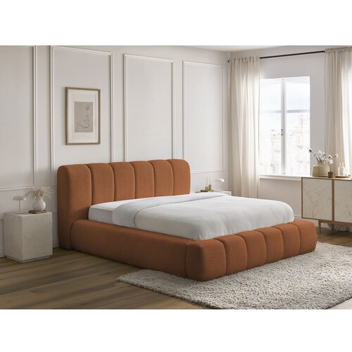 Bobochic Paris Oranžna oblazinjena zakonska postelja s prostorom za shranjevanje z letvenim dnom 160x200 cm Denali &amp;ndash; Slike