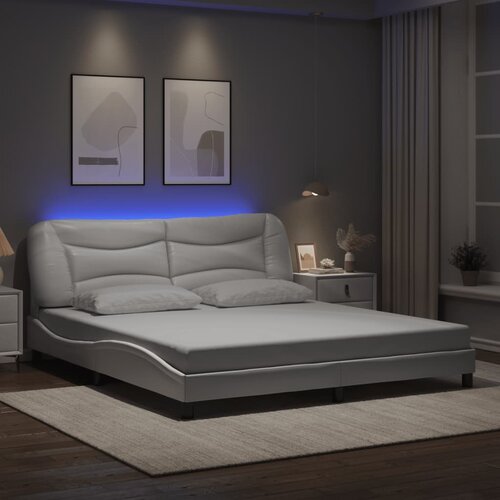 Furnova Posteljni okvir z LED lučkami bel 180x200 cm umetno usnje, (21937377) Slike