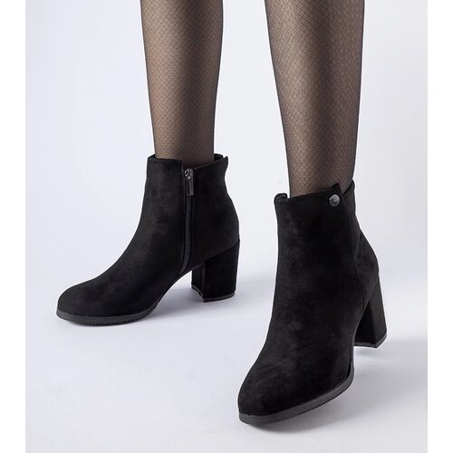 Gemre Black eco-suede ankle boots with low block heel Risano Cene