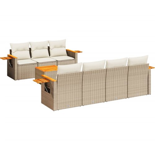 vidaXL 8-dijelni set vrtnih sofa od poliratana s jastucima bež Cijene
