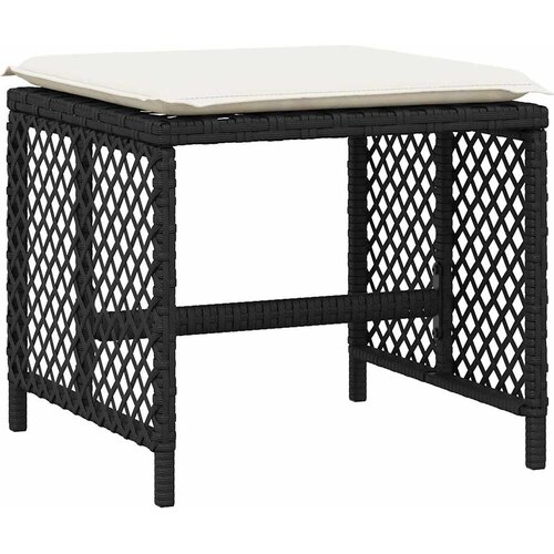  Vrtni taburei s jastucima 4 kom crni 41x41x36 cm od poliratana Crna Slike