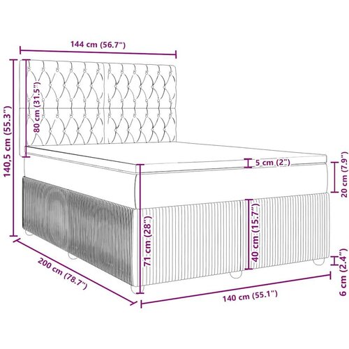 VidaXL Krevet s oprugama i madracem crni 140x200 cm bar&amp;scaron;unasti Slike