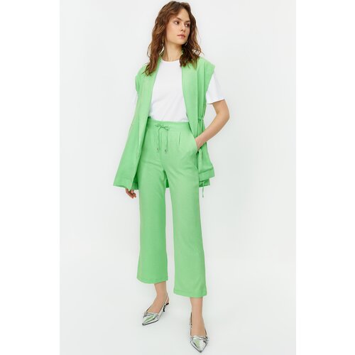 Trendyol Green Internal Tie Linen Look Kimono-Trousers Woven Suit Cene