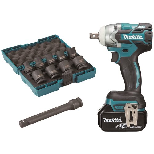 Makita DTW285RTJX Akku-Schlagbohrschraub DTW285RFJX+BL1850BX2+DC18RC Slike