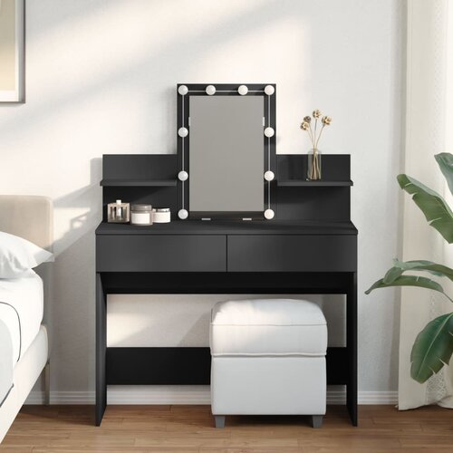  The Living Store Toaletna mizica z LED lučkami črna 100x40x130 cm - Toaletna Mizica, (21496009) Slike