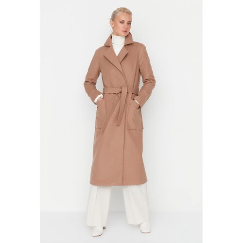 Trendyol Camel Belted Cachet Coat Slike