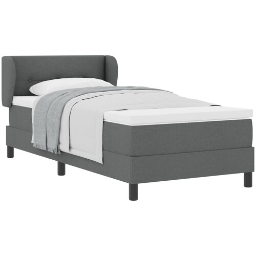 VidaXL Box Spring postelja z vzmetnico, temno siva, 90x200 cm, tkanina Slike