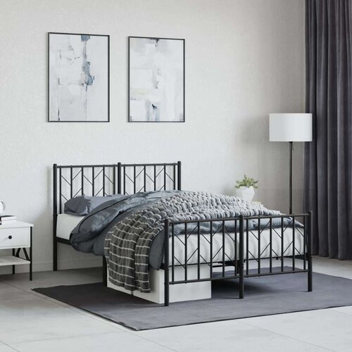 vidaXL Metalni okvir kreveta uzglavlje i podnožje crni 120x190 cm Cijene