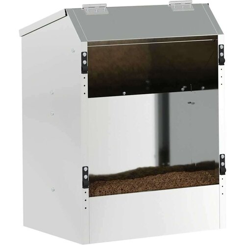 VidaXL Hranilica za zečeve Srebrno 64.5 x 25.5 x 45.5 cm Cinkani čelik Slike