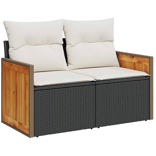  Sjedeća garnitura za vrt 9 kom. 6-Broj sjedala Crna i Krema 216 x 216 x 85 cm Slike