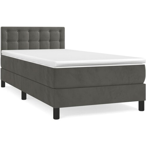 VidaXL Box spring postelja z vzmetnico temno siva 90x200 cm žamet, (20899038) Slike