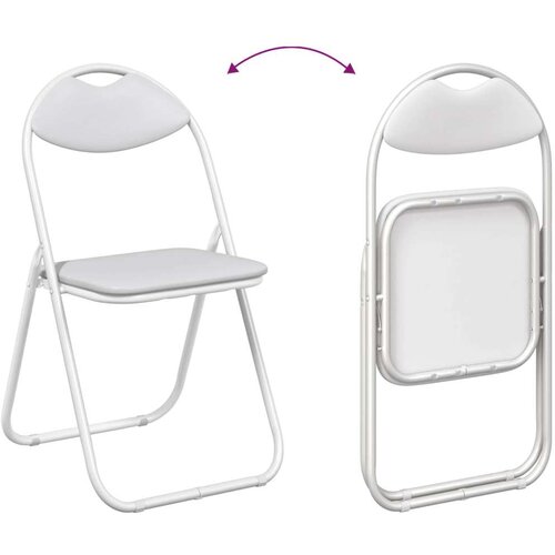  Sklopiva stolica 2 pcs Bijeli 48 x 43 5 x 81 cm Lažna koža - Bijeli 2 Slike