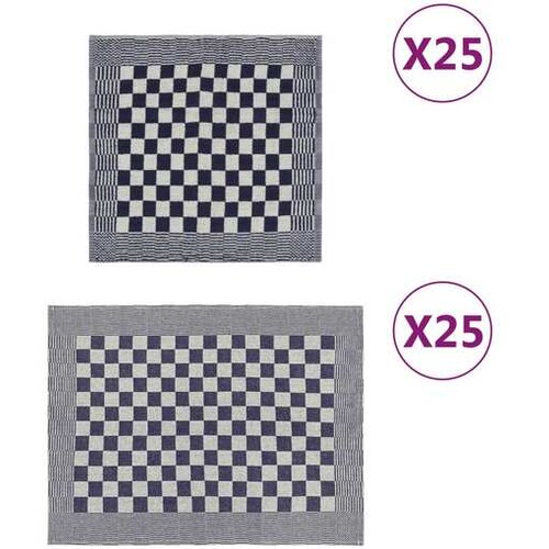 VidaXL Komplet brisač 50-delni moder in bel bombaž Slike