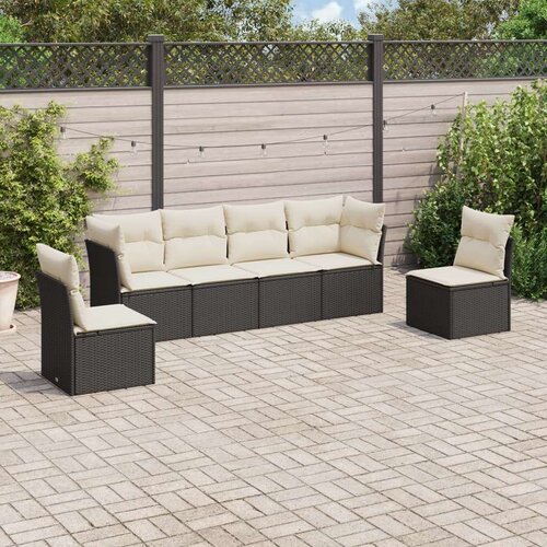 vidaXL 6-dijelni set vrtnih sofa s jastucima crni od poliratana Cijene