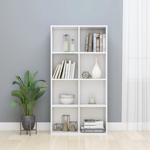 VidaXL Knjižna omara / komoda visok sijaj bela 66x30x130 cm Slike