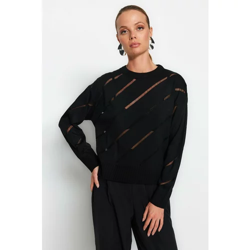 Trendyol Black Openwork/Perforated Knitwear Sweater