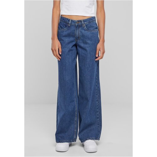 Urban Classics Women&amp;#039;s Mid Waist Wide Jeans Blue Slike