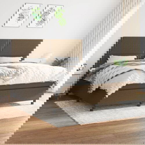  The Living Store Box spring postelja z vzmetnico temno rjava 180x200 cm blago - Box Spring Postelja, (21501682) Slike