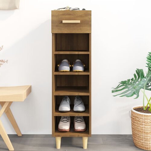 The Living Store Omarica za čevlje rjav hrast 30x35x105 cm konstruiran les - Omarica Za Čevlje, (21434022) Slike