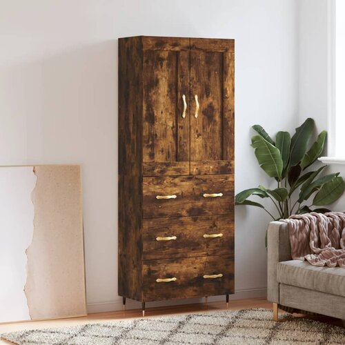 vidaXL Visoka komoda dimljen hrast 69,5x34x180 cm inženirski les Cene