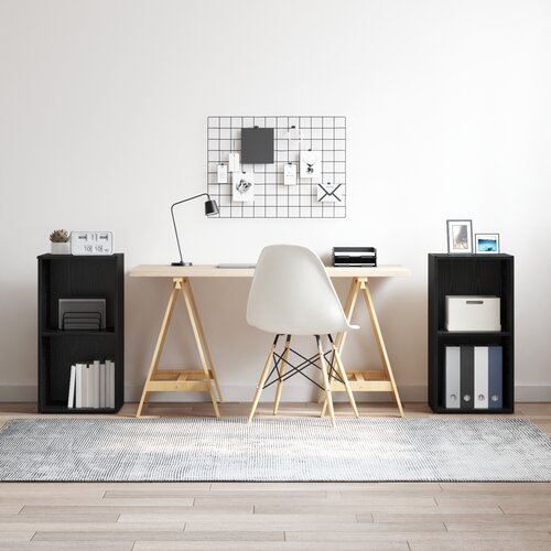 VidaXL Komplet TV omaric 2 pcs Črna Orehovina 37 x 35 x 107 cm Slike