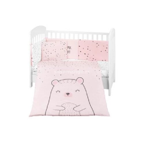 Vrabac Posteljina sa ogradicom Bear with Me KKB60117, 6 komada, Roze Cene