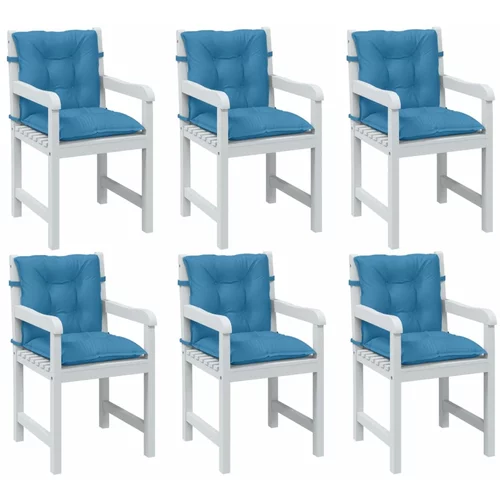  Jastuci za stolice 6 kom prošarano plavi 100x50x7 cm od tkanine
