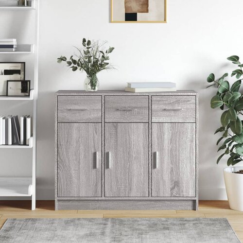 VidaXL Komoda siva sonoma 91x28x75 cm inženirski les Slike