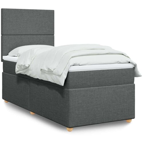 VidaXL Krevet s oprugama i madracem tamnosivi 90 x 190 cm od tkanine Slike
