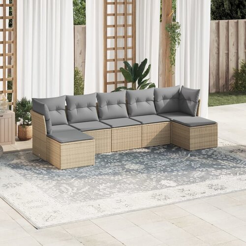 vidaXL 7-dijelni set vrtnih sofa svjetlosivi od poliratana Cijene