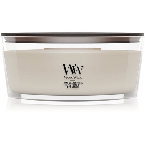 WoodWick Tonka &amp;amp; Almond Milk mirisna svijeća s drvenim fitiljem 453.6 g Slike