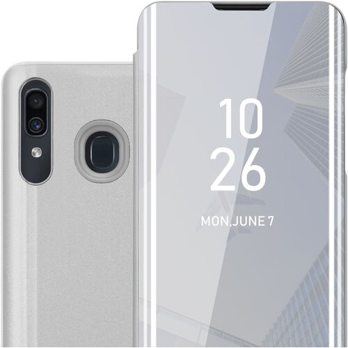 Cadorabo Ohišje, združljiv s Samsungom v Agate Silver - Clear View Zrcalo Zaščitni pokrov s funkcijo stojala 360 stopinj zaščita, (20571071) Cene