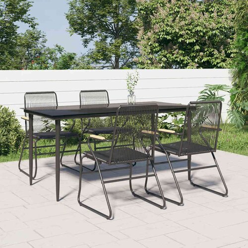  5-dijelni vrtni blagovaonski set od PVC ratana crni Crna Dužina stola 160 cm Cene